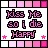 Pixelated text 'Kiss Me so I die Happy' in pink with small pink stars on white background, bordered by pink and white pixelated patterns.