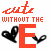 Red 'cut' text above orange 'E' with black scissors and hearts on white background, repeated in pattern