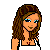 Pixel art of a woman in a white dress with blue flame accents, next to an arm holding a pearl necklace and the text "Hottie" on black.
