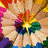 six distinct pixelated images featuring colorful pencils, musical notes, and text-based emoticons with accessibility symbols