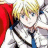 A pixelated anime-style character with blonde hair and blue eyes wearing a white jacket, blue tie, and red shoulder accessory on the left side of a contact sheet next to black background text reading "Anime IM" and "cDM".