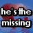 A red puzzle piece heart with a missing section against a blue background, text overlay reading "he's the missing piece to my puzzle!" in bold black letters.