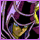 Pixelated animated icon shows a stylized skull with purple and yellow accents against dark background, bordered by light purple frame.