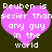 Two identical pixelated heart-shaped icons with white text on a dark background, each displaying the phrase "Reuben is sexier than any guy in the world".
