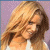 A pixelated contact sheet showing two frames of an animated icon featuring a woman with long blonde hair on the left and green text reading "Original Icons .com" on the right against a dark background.