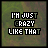 A 5x4 contact sheet of animated frames showing the text "I'M JUST CRAZY LIKE THAT" in pixelated font on a textured greenish-brown background with black borders between cells.