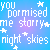 Pixelated text on a blue-to-purple gradient background with white stars, reading 'you promised me starry night skies' in lowercase except for the first letter of each word.