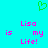 Green pixelated heart symbol above pink text reading "Lisa is my Life!" repeated twice on cyan background.