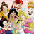Animated sequence of two cartoon characters in yellow tops and pink skirts, with one character's head moving from left to right across the frame.