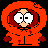 A 4x4 contact sheet of pixel art frames showing a cartoon character in an orange hooded jacket with changing facial expressions and mouth states across the animation sequence.
