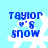 Blue pixelated text 'TAYLOR'S SNOW' over white snowflake on light blue background with four distinct animation states.