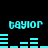 Cyan pixelated text 'taylor' appears twice per frame with cyan bar graphs below, alternating between two distinct horizontal bar graph patterns on a black background.