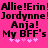 Pixelated text on bright pink background with repeated names and 'My BFF's' below, each followed by four light purple stars.