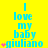 Yellow background with cyan text reading "I love my baby giuliano" and pink heart symbols in a of three
