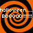 Four orange and black spiral patterns with repeated 'halloween... BOOOO!!!!!!' text in white pixelated font across all quadrants.