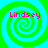 Four identical spiral patterns in green and cyan with pink text reading "Lindsey" on each spiral.
