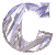 Four identical silver C-shaped icons with blue and white striped patterns arranged in a on gray background