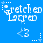 Blue background with white pixelated text 'Gretchen Lauren' and a small '3' below, surrounded by star and dot patterns.