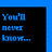 Pixelated blue text on black background with a bright blue border, displaying two separate phrases across adjacent