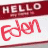 Animated contact sheet showing two frames of a buddy icon with 'HELLO' text and stylized 'Eden' name in red on white background.
