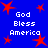 Blue background with red stars and repeated white text reading 'God Bless America' in four quadrants.