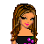 Pixel art contact sheet showing a summer-themed animated icon with multiple frames of a female character in swimwear and surrounding text phrases.