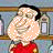Pixelated cartoon character with large nose and red shirt, surrounded by text labels on gray background.