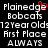 Pixelated text displays 'Plainedge Bobcats' with '12Year Olds First Place ALWAYS' below, featuring a red heart symbol over the 'e' in 'Plainedge' on the left side.