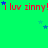Green background with repeated red text 'i luv zinny!' and scattered blue stars, partially cropped on the right.