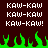 Pixelated text and green flames on a dark background, with repeated 'KAW-KAW' phrases and one exclamation mark variant.