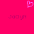 A bright pink background features a pixelated heart icon above two identical text strings reading "JoClyN" in dark purple.