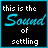 nine black square with cyan borders, each displaying text 'this is the Sound of settling' where 'Sound' alternates between cyan and white in a pixelated font