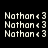 Pixelated text 'Nathan < 3' repeated across a black background with cyan highlight changes in an animated sequence.