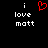 A black background displays white text reading "i love matt" with a red pixelated heart symbol replacing the word "love" in the left view, while the right view shows the same text without the heart.