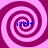 Four identical spiral patterns arranged in a on a pink background, each containing blue text reading 'ixelf' at the center