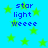 Blue background with green stars and blue text reading 'star light Weeee' in pixelated font.