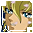 Pixelated anime-style character with blonde hair and blue eyes in a of nine identical frames showing slight head movement