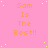 A static image with a pink background and yellow sparkles, displaying the text "Sam Is The Best!!" in orange repeated across four