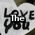 A heart-shaped icon with 'LOVE YOU' text, displaying changing overlaid words and a static bottom section.