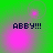 Green background with pink glowing orbs and pixelated text reading ABBY!!! in dark blue.