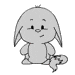 A cartoon bunny-like creature in multiple color variations and poses, including front-facing, side views, and back view.