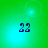 Green background with four identical blue '22' numerals arranged in a , each numeral showing slight pixel variation across frames