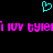 A pixelated cyan heart symbol above repeated pink text reading 'i luv byul' on a black background.