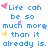 Pixelated blue text on white background with four colored pixel-art icons: pink heart, orange spark, purple spark, yellow heart.