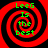 Four identical red and black spiral patterns with green text reading "LeeG Is the best" arranged in a on a solid red background