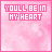 Pink pixelated of 25 identical with 'YOU'LL BE IN MY HEART' text, each containing a small white heart animation sequence