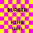 Pixelated text labels 'BURGER' and 'KING (lol)' on a yellow and pink checkered background with animated light effects.