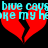 Red broken heart shapes with cyan text reading 'blue caps blue caps' and 'ake my hake my he' on a black background.