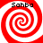 Four identical red and white spiral patterns arranged in a , each with the text 'Sahba' above it