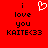 Red background with black text reading 'i love you KAITE<33' and a white pixelated heart symbol above the left side of the text.